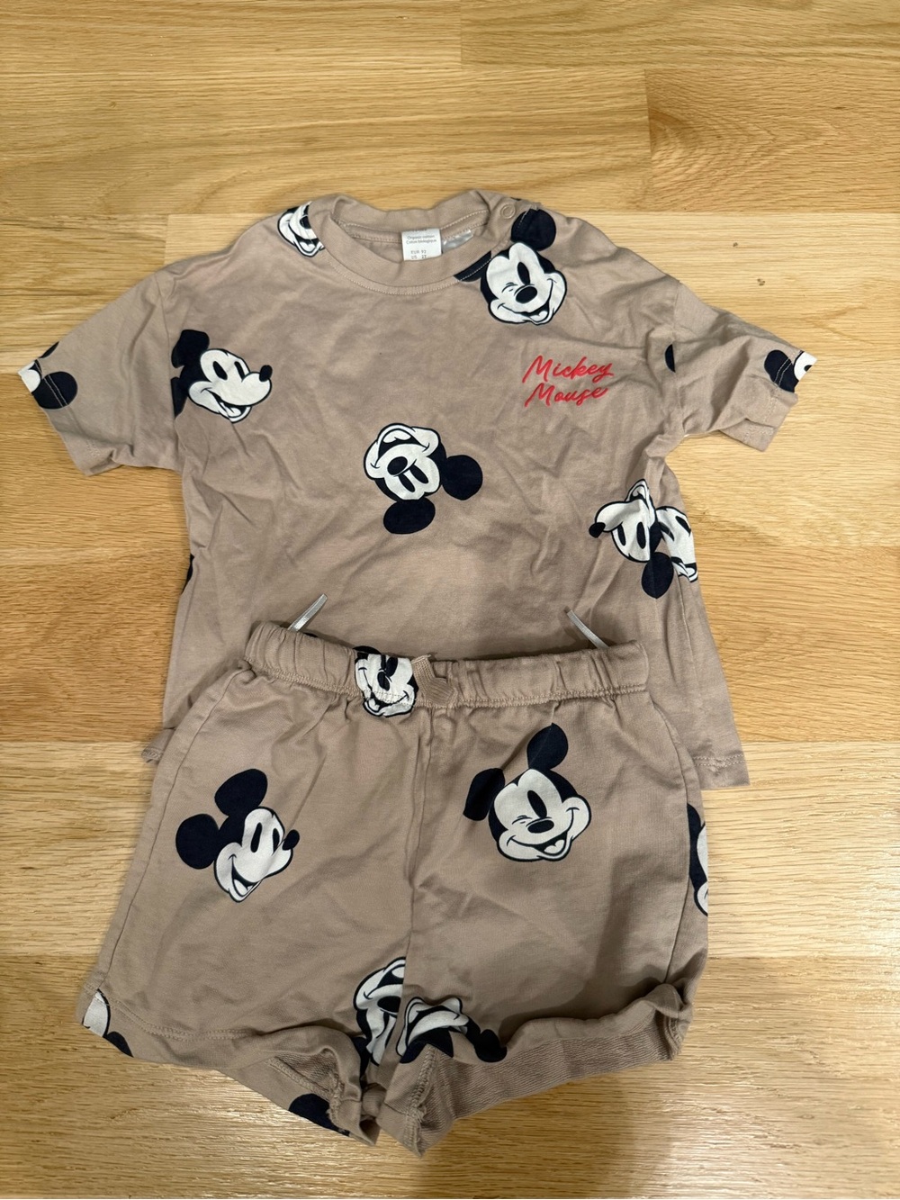 H&M Taupe Mickey Mouse Set with Black & White Mickey Mouse Prints size 2t